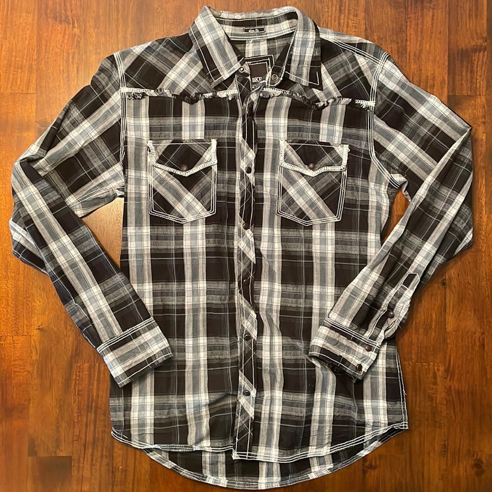 Mens BKE Button Down Slim Fit Shirt Medium